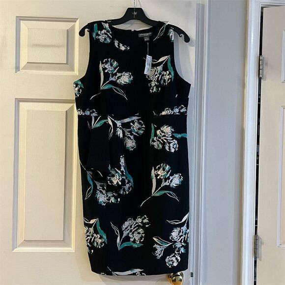 A Pea in the Pod Dresses & Skirts - A Pea in the Pod Maternity Dress L Black Floral Sleeveless Belted